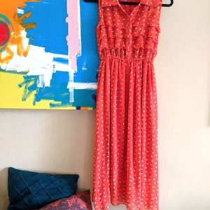 Orange vintage style midi dress